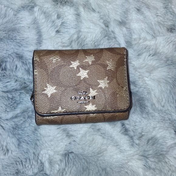 Coach Brown and Gold Star-Patterned Wallet - Picture 1 of 11